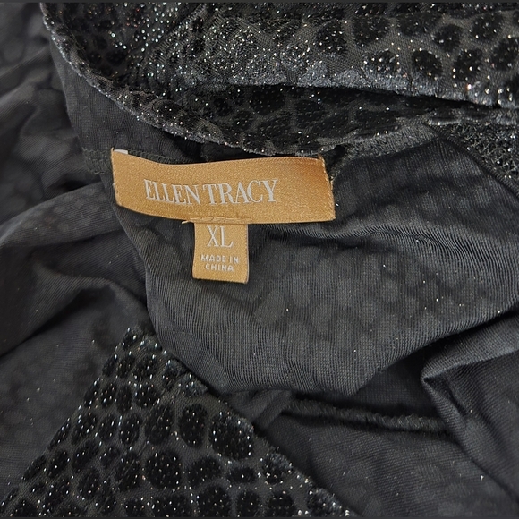 Tracy Ellen XL Black Open Front Cardigan Sparkle Long Sleeve Stretch Knit - Picture 5 of 6